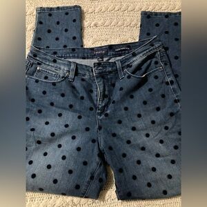 Charter Club 10 skinny ankle jeans with velveteen polka dot detail